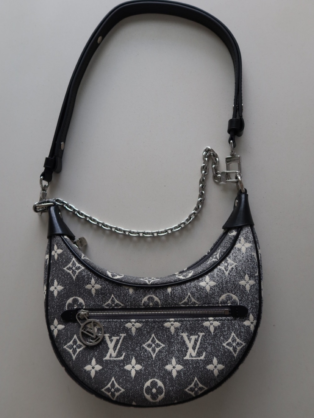 Louis Vuitton black denim loop bag with silver hardware (Rare)